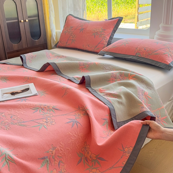 七七家纺 2025新款新疆长绒棉盖毯 竹韵松声