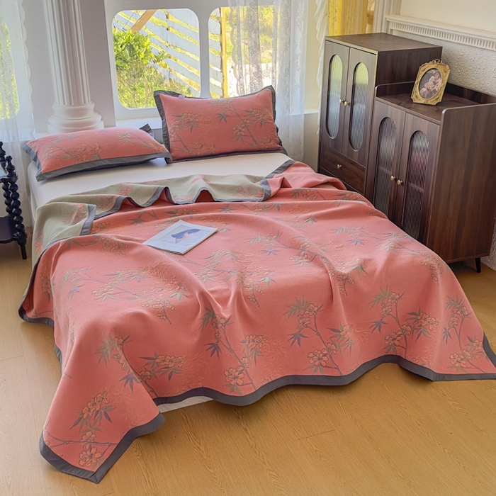 91家纺网 家纺一手货源 找家纺 七七家纺 2025新款新疆长绒棉盖毯 竹韵松声