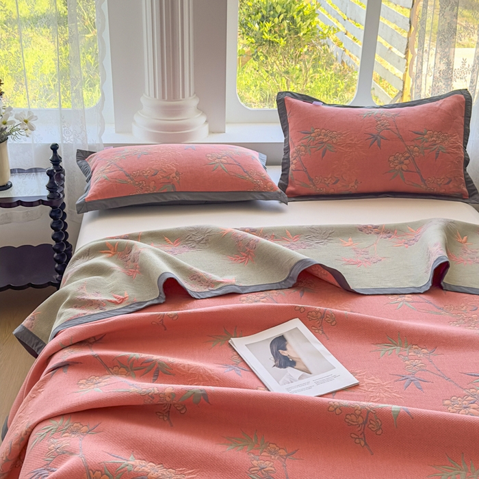 91家纺网 家纺一手货源 找家纺 七七家纺 2025新款新疆长绒棉盖毯 竹韵松声