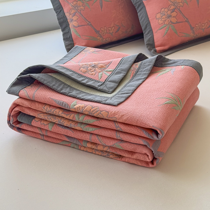 91家纺网 家纺一手货源 找家纺 七七家纺 2025新款新疆长绒棉盖毯 竹韵松声