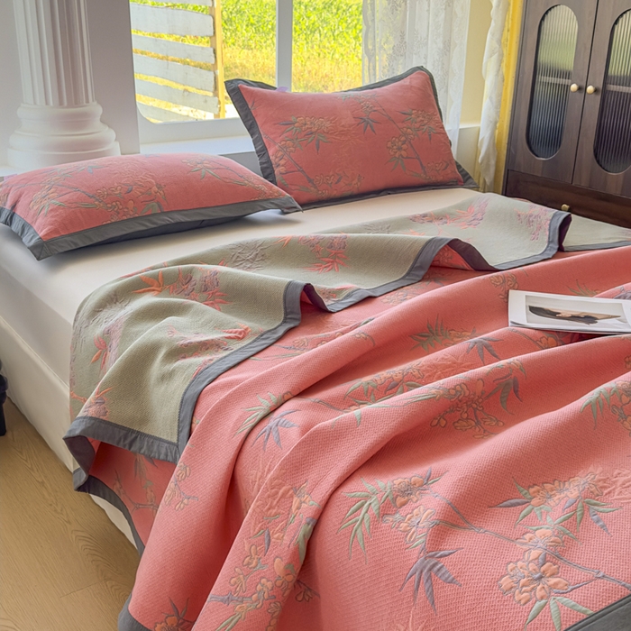 91家纺网 家纺一手货源 找家纺 七七家纺 2025新款新疆长绒棉盖毯 竹韵松声