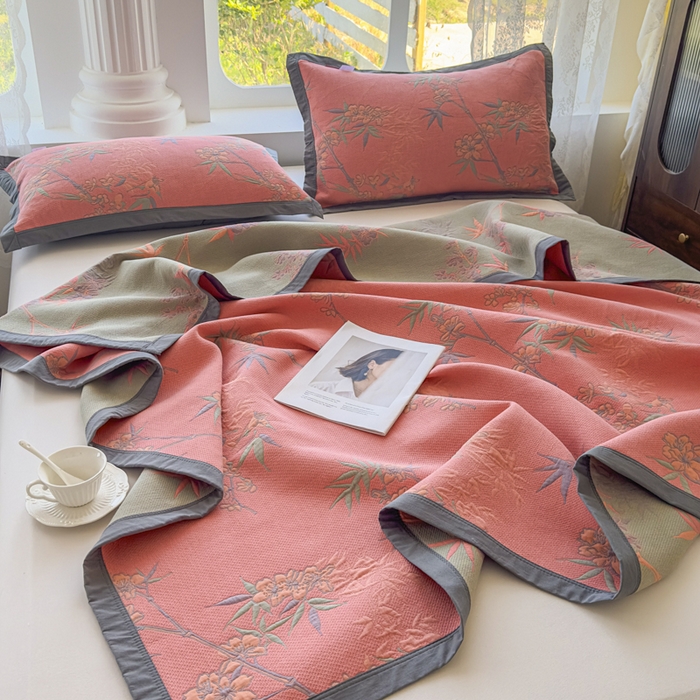 91家纺网 家纺一手货源 找家纺 七七家纺 2025新款新疆长绒棉盖毯 竹韵松声