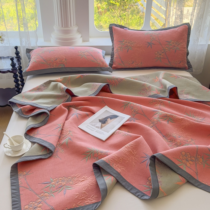 91家纺网 家纺一手货源 找家纺 七七家纺 2025新款新疆长绒棉盖毯 竹韵松声