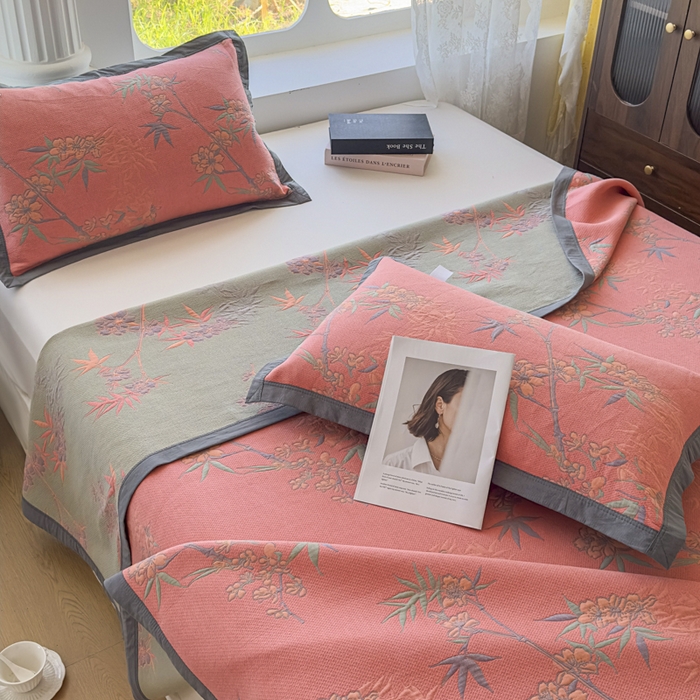 91家纺网 家纺一手货源 找家纺 七七家纺 2025新款新疆长绒棉盖毯 竹韵松声