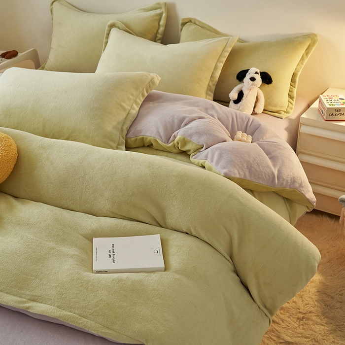 91家纺网 家纺一手货源 找家纺 （总）2025新款多巴胺小红书纯色牛奶绒四件套牛奶绒被套跨境定制-风格二