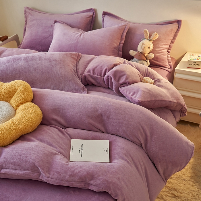 91家纺网 家纺一手货源 找家纺 （总）2025新款多巴胺小红书纯色牛奶绒四件套牛奶绒被套跨境定制-风格二