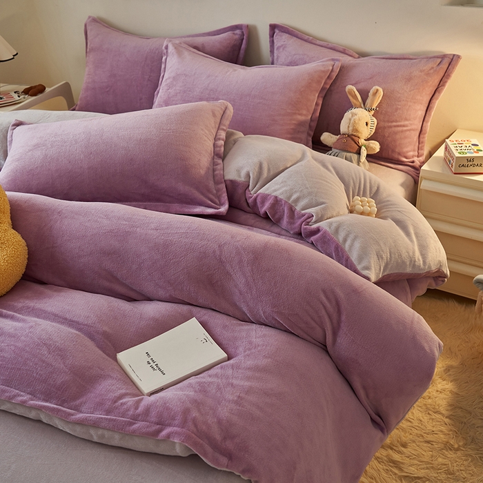 91家纺网 家纺一手货源 找家纺 （总）2025新款多巴胺小红书纯色牛奶绒四件套牛奶绒被套跨境定制-风格二