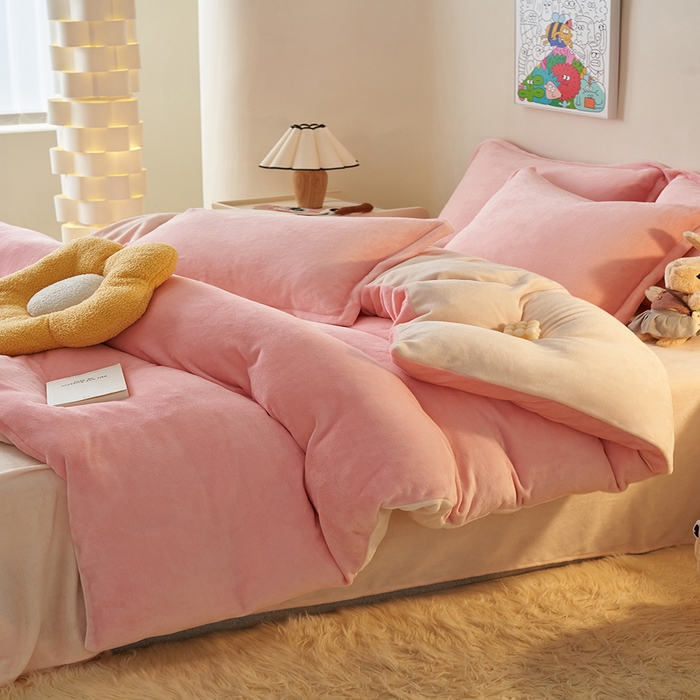 91家纺网 家纺一手货源 找家纺 （总）2025新款多巴胺小红书纯色牛奶绒四件套牛奶绒被套跨境定制-风格二