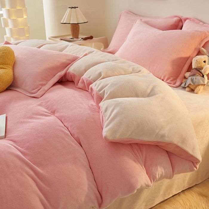 91家纺网 家纺一手货源 找家纺 （总）2025新款多巴胺小红书纯色牛奶绒四件套牛奶绒被套跨境定制-风格二