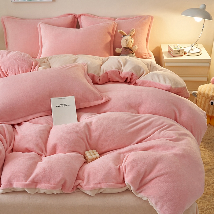 91家纺网 家纺一手货源 找家纺 （总）2025新款多巴胺小红书纯色牛奶绒四件套牛奶绒被套跨境定制-风格二
