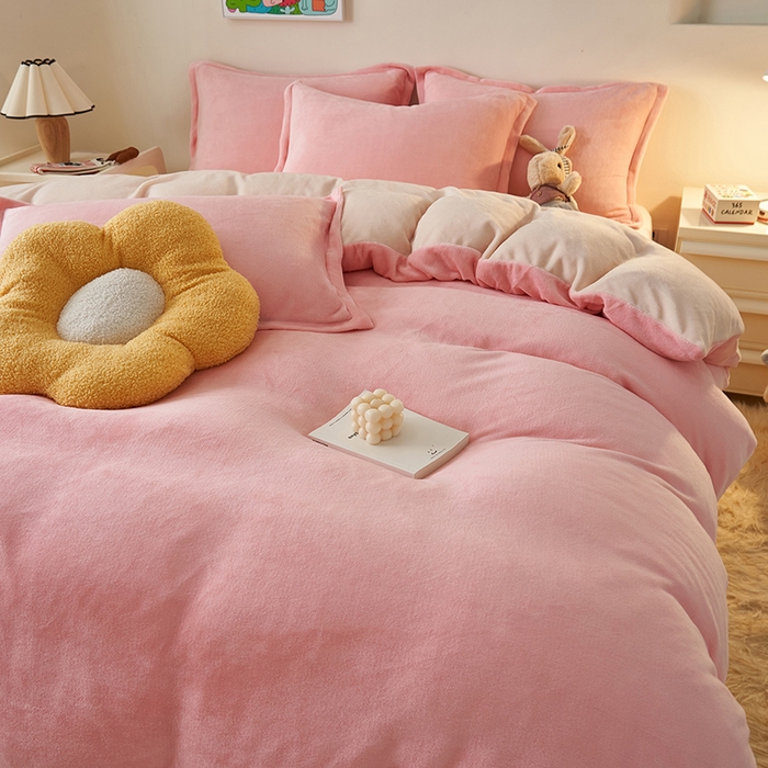 91家纺网 家纺一手货源 找家纺 （总）2025新款多巴胺小红书纯色牛奶绒四件套牛奶绒被套跨境定制-风格二