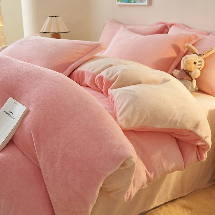 91家纺网 家纺一手货源 找家纺 （总）2025新款多巴胺小红书纯色牛奶绒四件套牛奶绒被套跨境定制-风格二