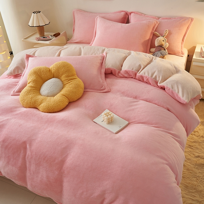 91家纺网 家纺一手货源 找家纺 （总）2025新款多巴胺小红书纯色牛奶绒四件套牛奶绒被套跨境定制-风格二