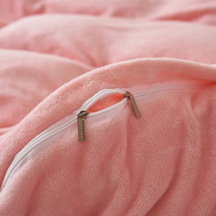 91家纺网 家纺一手货源 找家纺 2025新款多巴胺小红书纯色牛奶绒四件套牛奶绒被套跨境定制-风格二 樱花粉