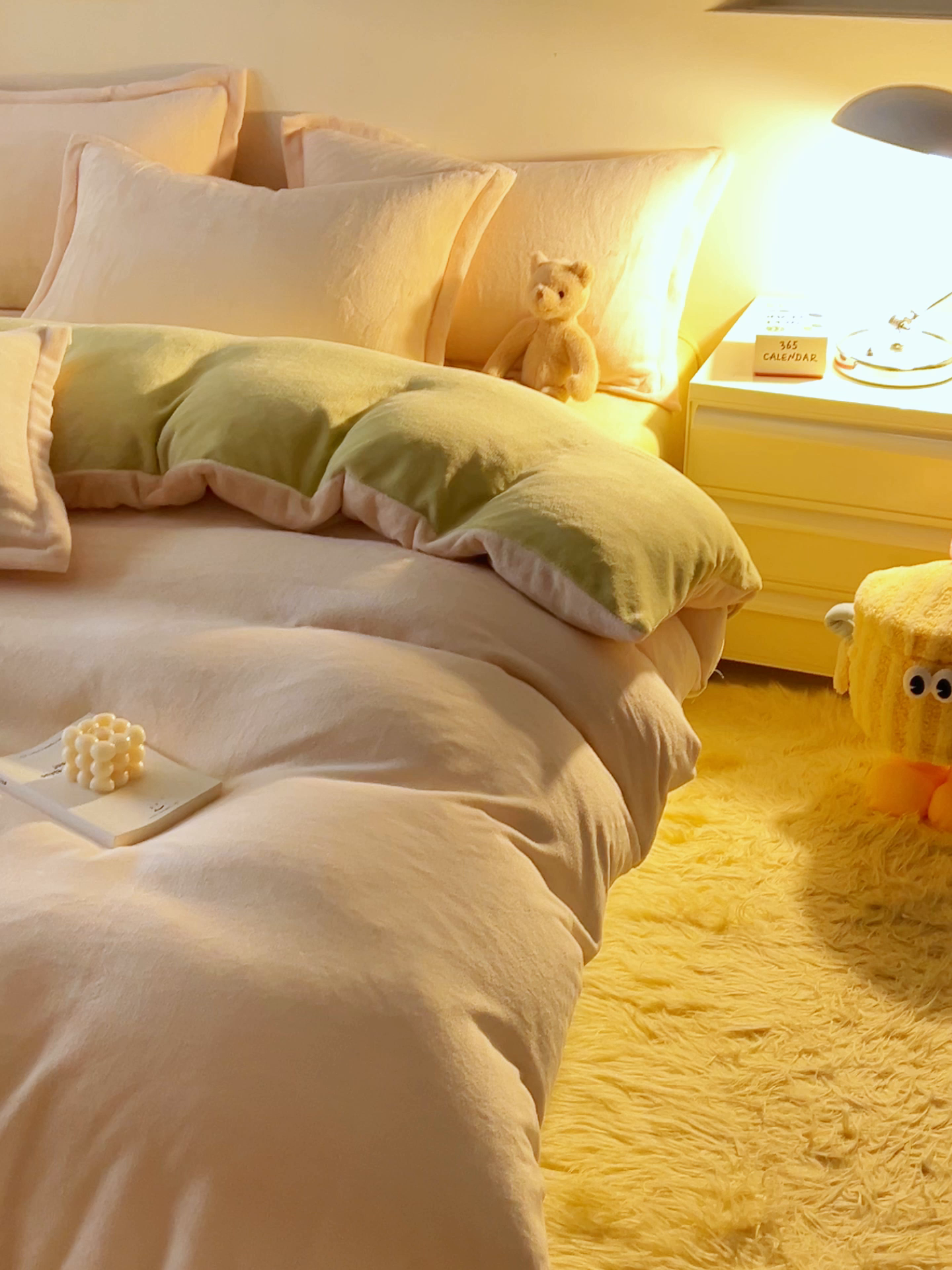 91家纺网 家纺一手货源 找家纺 2025新款多巴胺小红书纯色牛奶绒四件套牛奶绒被套跨境定制-风格二 奶油橄榄绿