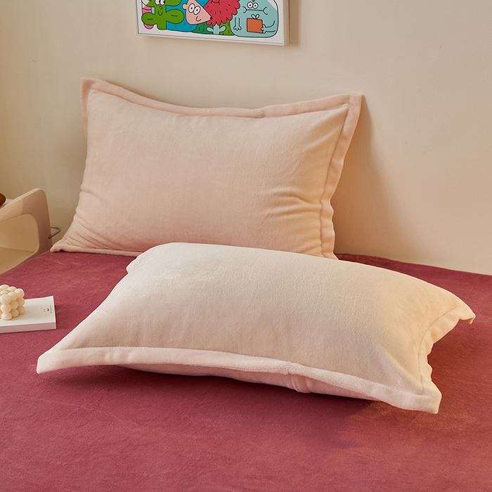 91家纺网 家纺一手货源 找家纺 2025新款多巴胺小红书纯色牛奶绒四件套牛奶绒被套跨境定制-风格二 奶油豆沙