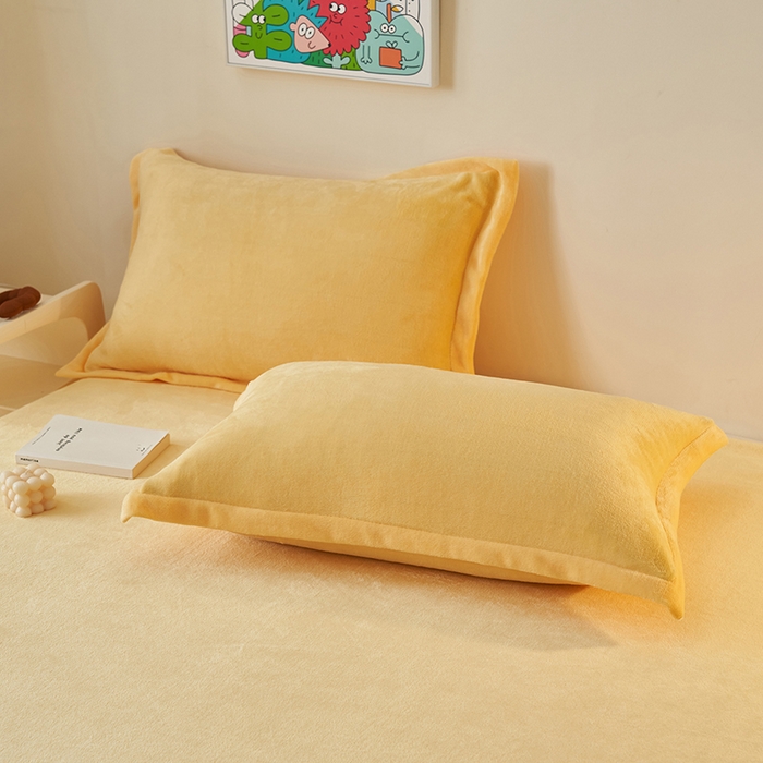 91家纺网 家纺一手货源 找家纺 2025新款多巴胺小红书纯色牛奶绒四件套牛奶绒被套跨境定制-风格二 柠檬黄