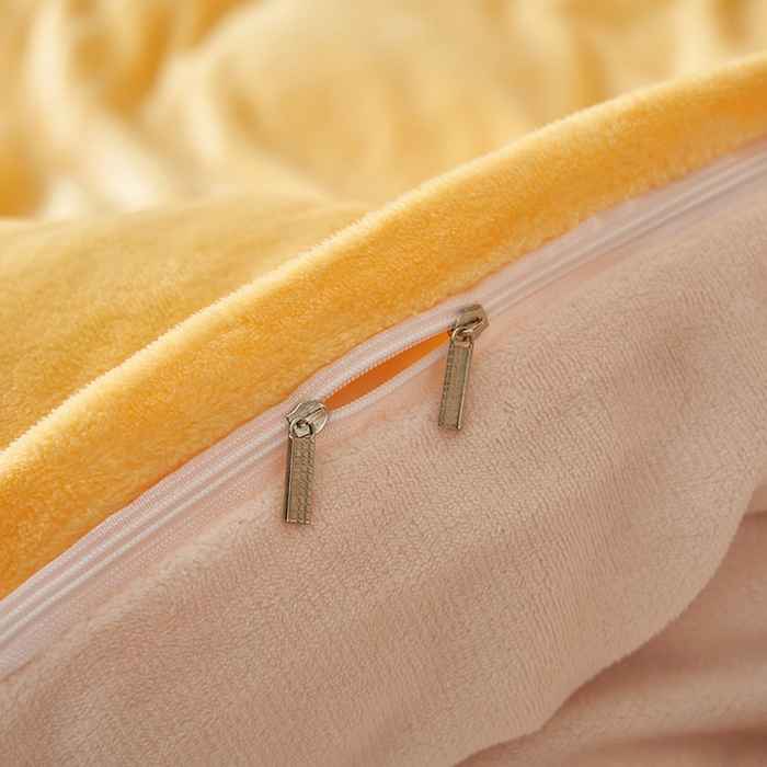 91家纺网 家纺一手货源 找家纺 2025新款多巴胺小红书纯色牛奶绒四件套牛奶绒被套跨境定制-风格二 柠檬黄奶油