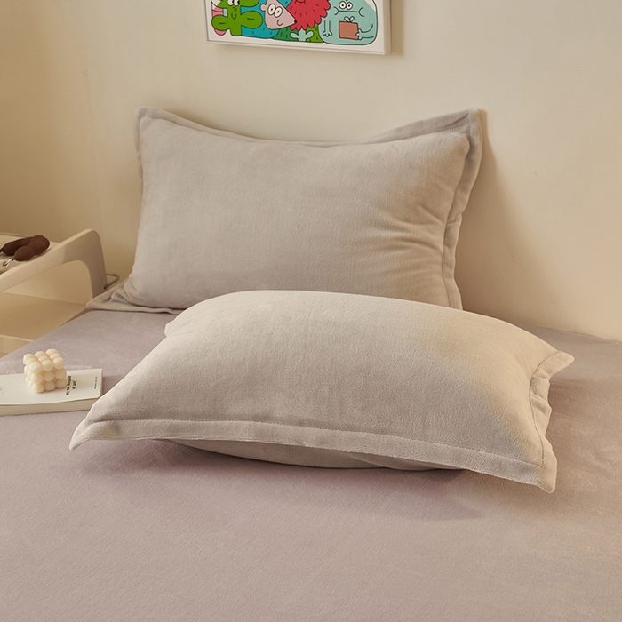 91家纺网 家纺一手货源 找家纺 2025新款多巴胺小红书纯色牛奶绒四件套牛奶绒被套跨境定制-风格二 雅致灰