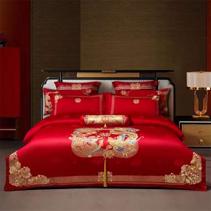 91家纺网 家纺一手货源 找家纺 （总）宏羽纺家纺 2025新款高支高密全棉提花新中式婚庆多件套