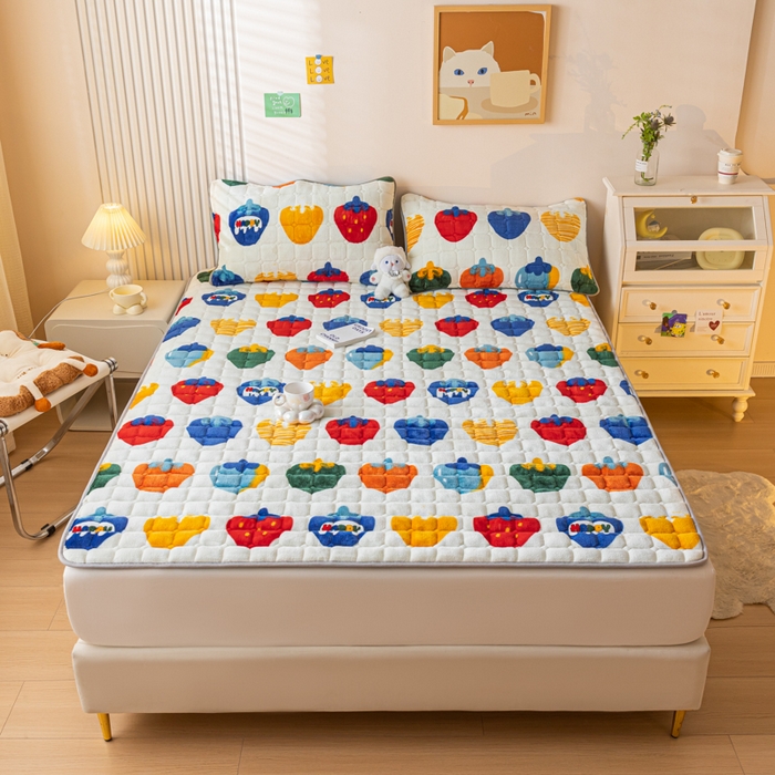 91家纺网 家纺一手货源 找家纺 （总）卡伦家纺 2025新款A类牛奶绒夹棉加厚床垫单人双人床垫保护垫