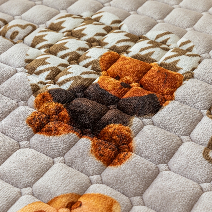 91家纺网 家纺一手货源 找家纺 卡伦家纺 2025新款A类牛奶绒夹棉加厚床垫单人双人床垫保护垫 甜心小熊