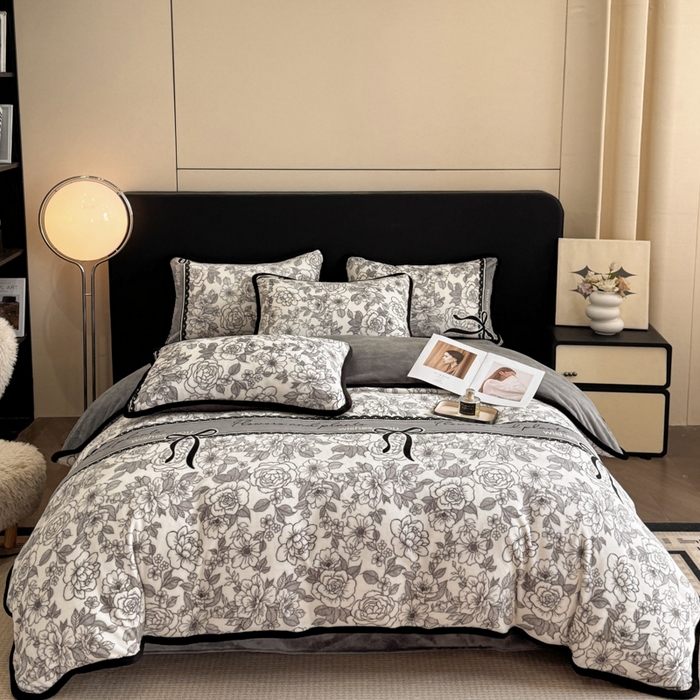 91家纺网 家纺一手货源 找家纺 诺梵2025新款牛8斤奶绒印花包边四件套锦绣