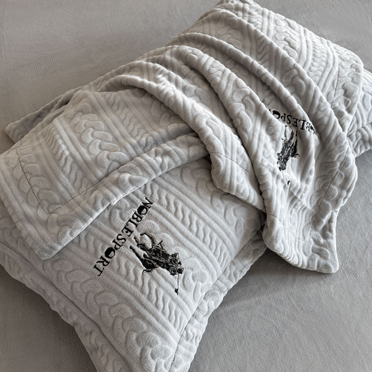 91家纺网 家纺一手货源 找家纺 爱家（原缔乐家纺） 2025新款A类牛奶雕花绒四件套 保罗-黑天鹅系列 保罗-高雅灰