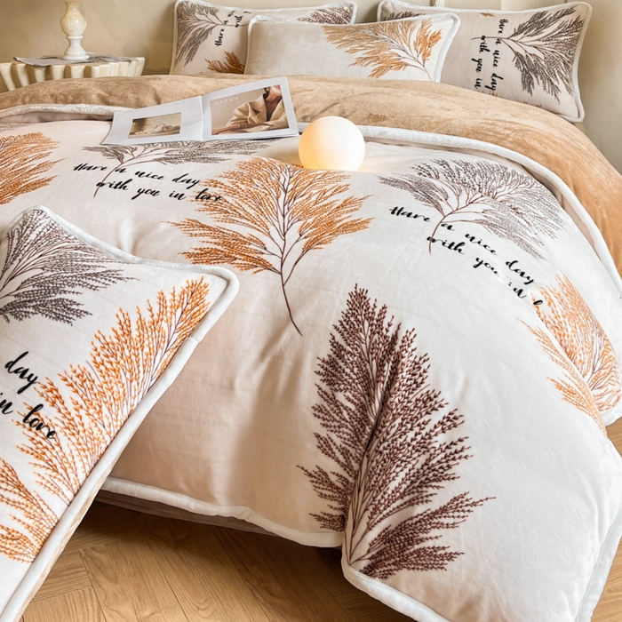 91家纺网 家纺一手货源 找家纺 诺梵2025新款牛8斤奶绒印花包边四件套安夏