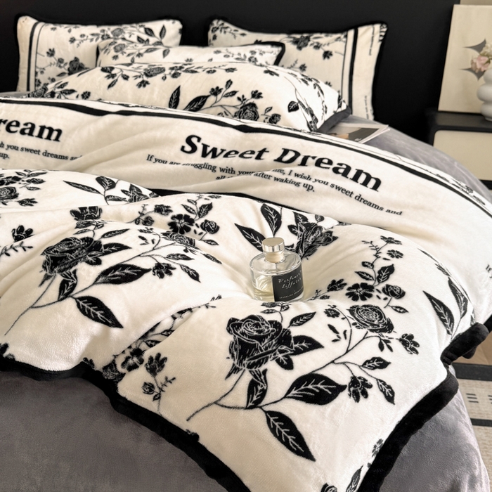 91家纺网 家纺一手货源 找家纺 诺梵2025新款牛8斤奶绒印花包边四件套花野