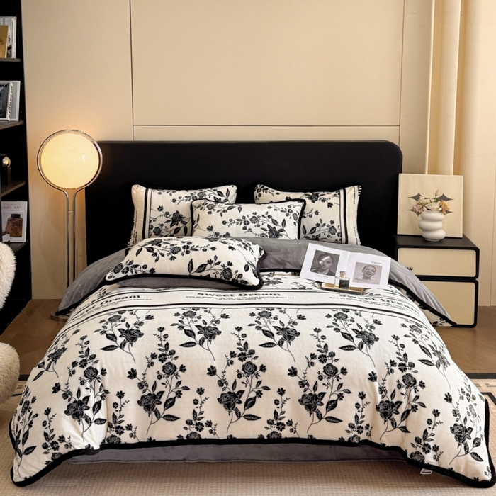 91家纺网 家纺一手货源 找家纺 诺梵2025新款牛8斤奶绒印花包边四件套花野