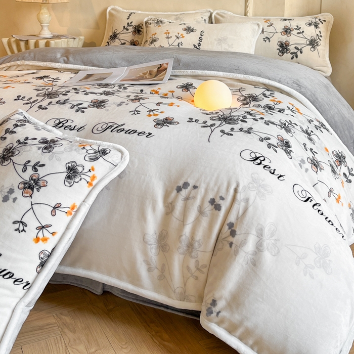 91家纺网 家纺一手货源 找家纺 诺梵2025新款牛8斤奶绒印花包边四件套花枝语