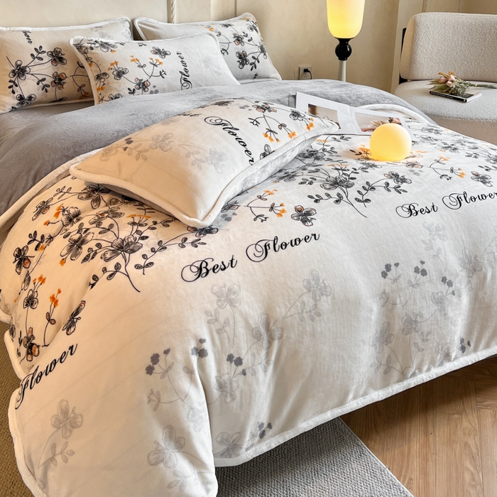 91家纺网 家纺一手货源 找家纺 诺梵2025新款牛8斤奶绒印花包边四件套花枝语