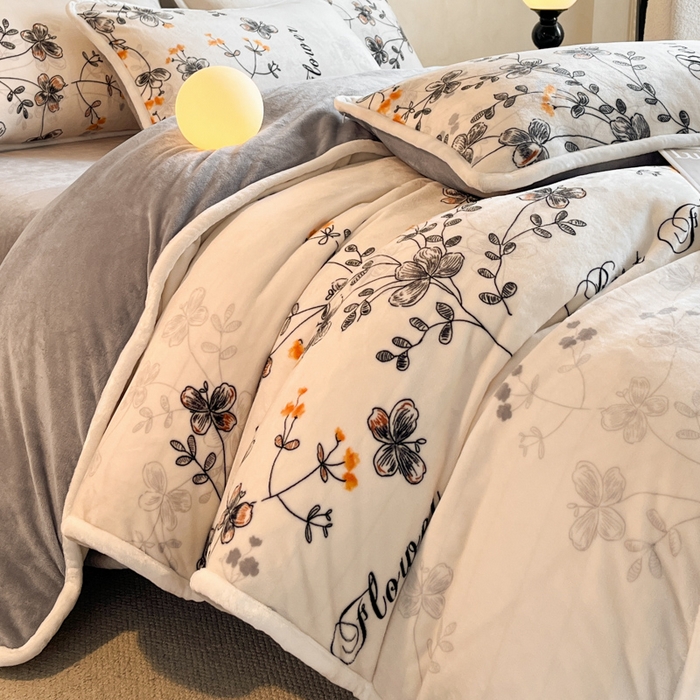 91家纺网 家纺一手货源 找家纺 诺梵2025新款牛8斤奶绒印花包边四件套花枝语