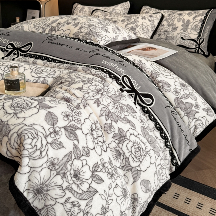 91家纺网 家纺一手货源 找家纺 诺梵2025新款牛8斤奶绒印花包边四件套锦绣