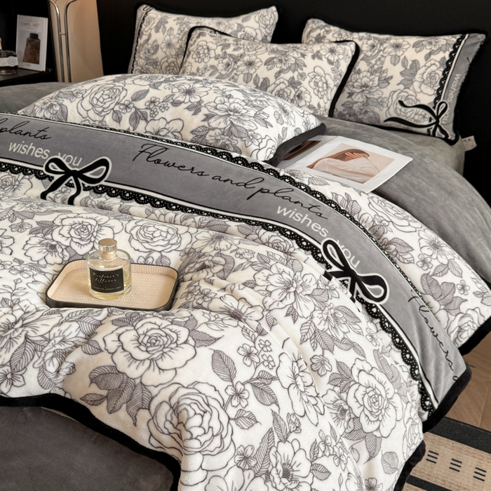 诺梵2025新款牛8斤奶绒印花包边四件套锦绣