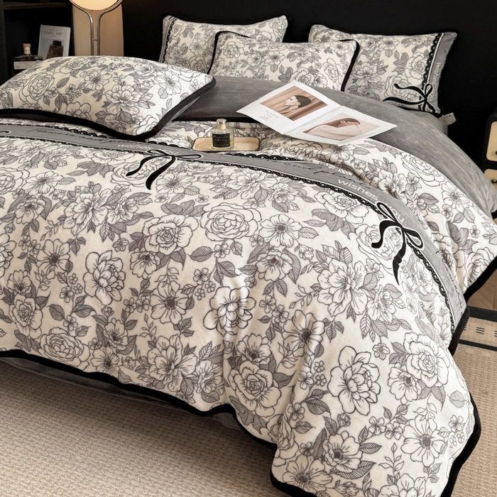 91家纺网 家纺一手货源 找家纺 诺梵2025新款牛8斤奶绒印花包边四件套锦绣