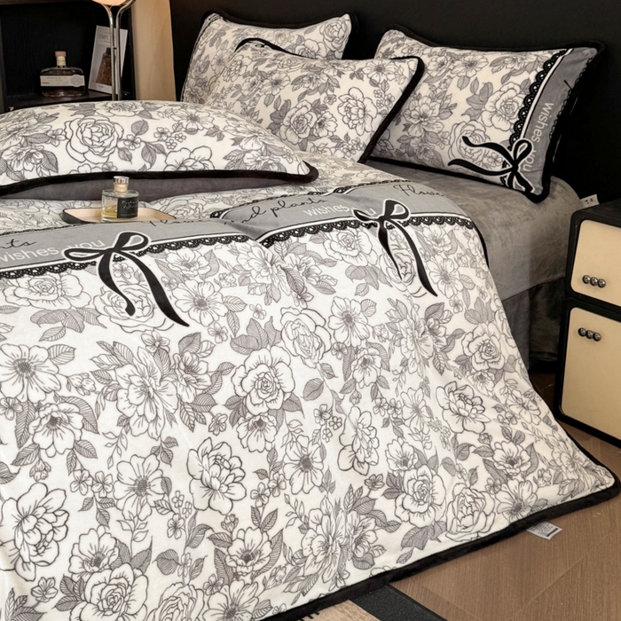 91家纺网 家纺一手货源 找家纺 诺梵2025新款牛8斤奶绒印花包边四件套锦绣