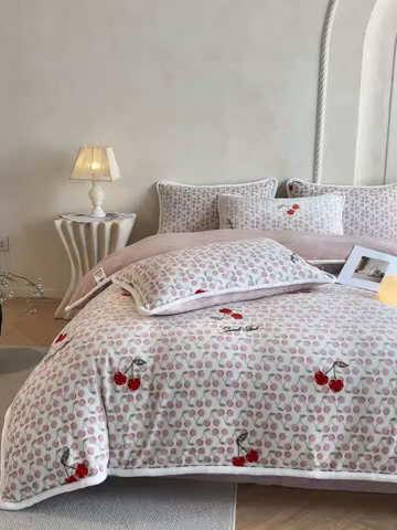 91家纺网 家纺一手货源 找家纺 诺梵2025新款牛8斤奶绒印花包边四件套汐颜