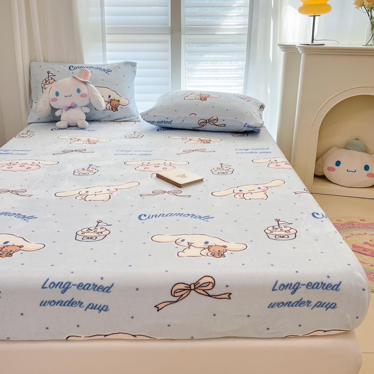 91家纺网 家纺一手货源 找家纺 金爱家 2025新款三丽鸥牛奶绒床笠单床笠床笠单件 绒单品-蓝蓝玉桂狗