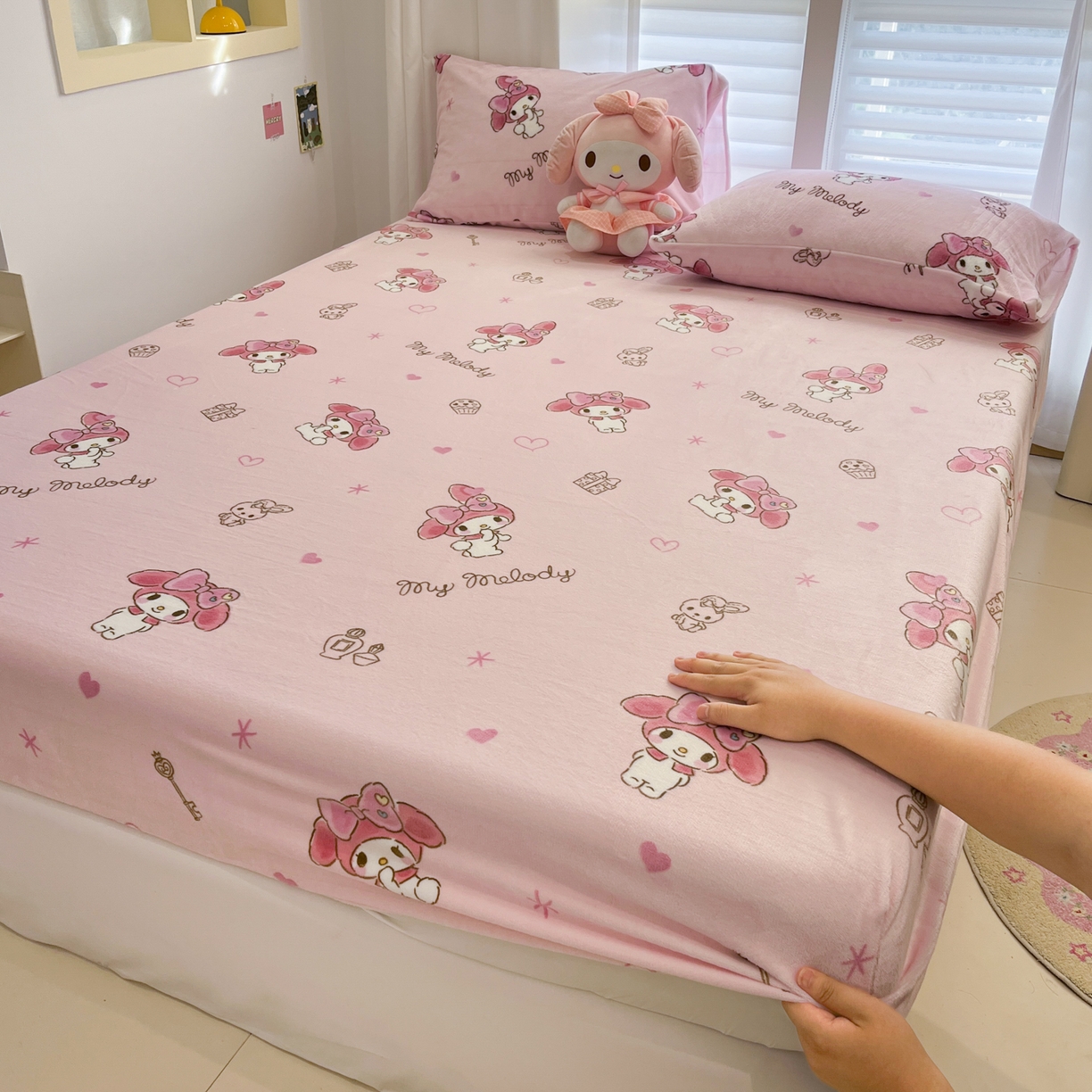 91家纺网 家纺一手货源 找家纺 （总）金爱家 2025新款三丽鸥牛奶绒床笠单床笠床笠单件