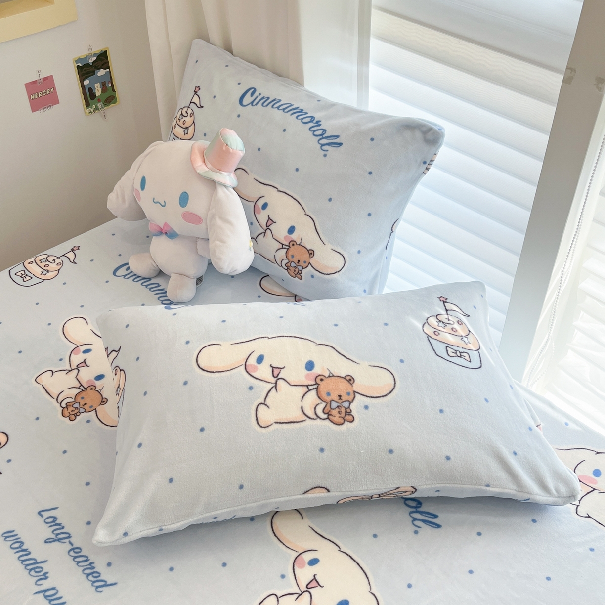 91家纺网 家纺一手货源 找家纺 金爱家 2025新款三丽鸥牛奶绒床笠单床笠床笠单件 绒单品-蓝蓝玉桂狗