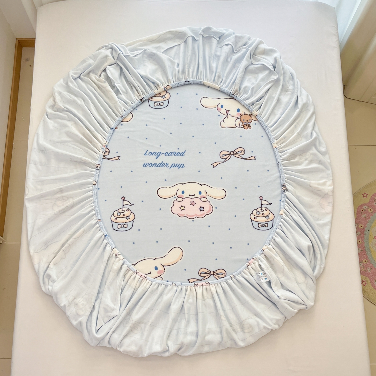 91家纺网 家纺一手货源 找家纺 金爱家 2025新款三丽鸥牛奶绒床笠单床笠床笠单件 绒单品-蓝蓝玉桂狗