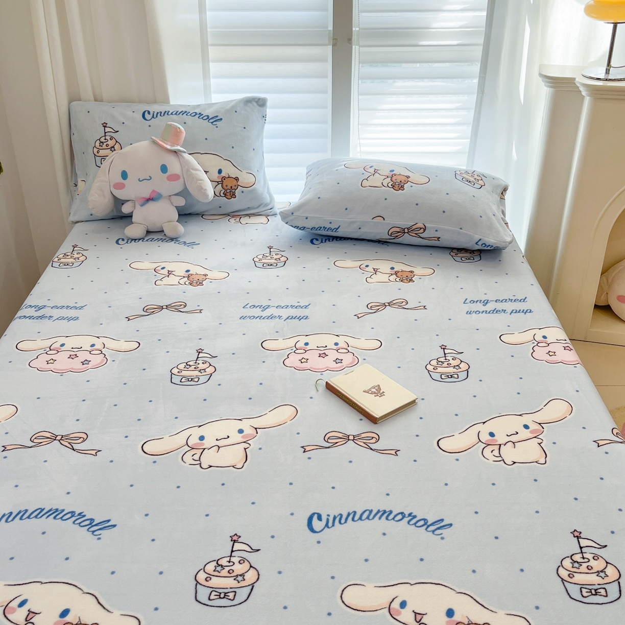 91家纺网 家纺一手货源 找家纺 金爱家 2025新款三丽鸥牛奶绒床笠单床笠床笠单件 绒单品-蓝蓝玉桂狗