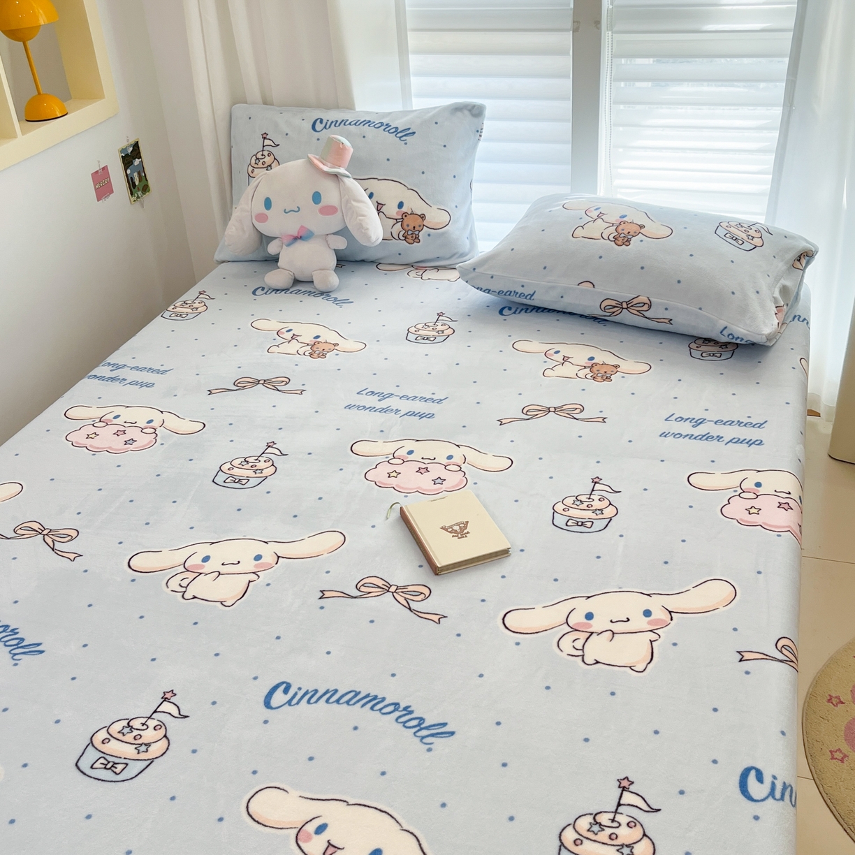 91家纺网 家纺一手货源 找家纺 金爱家 2025新款三丽鸥牛奶绒床笠单床笠床笠单件 绒单品-蓝蓝玉桂狗