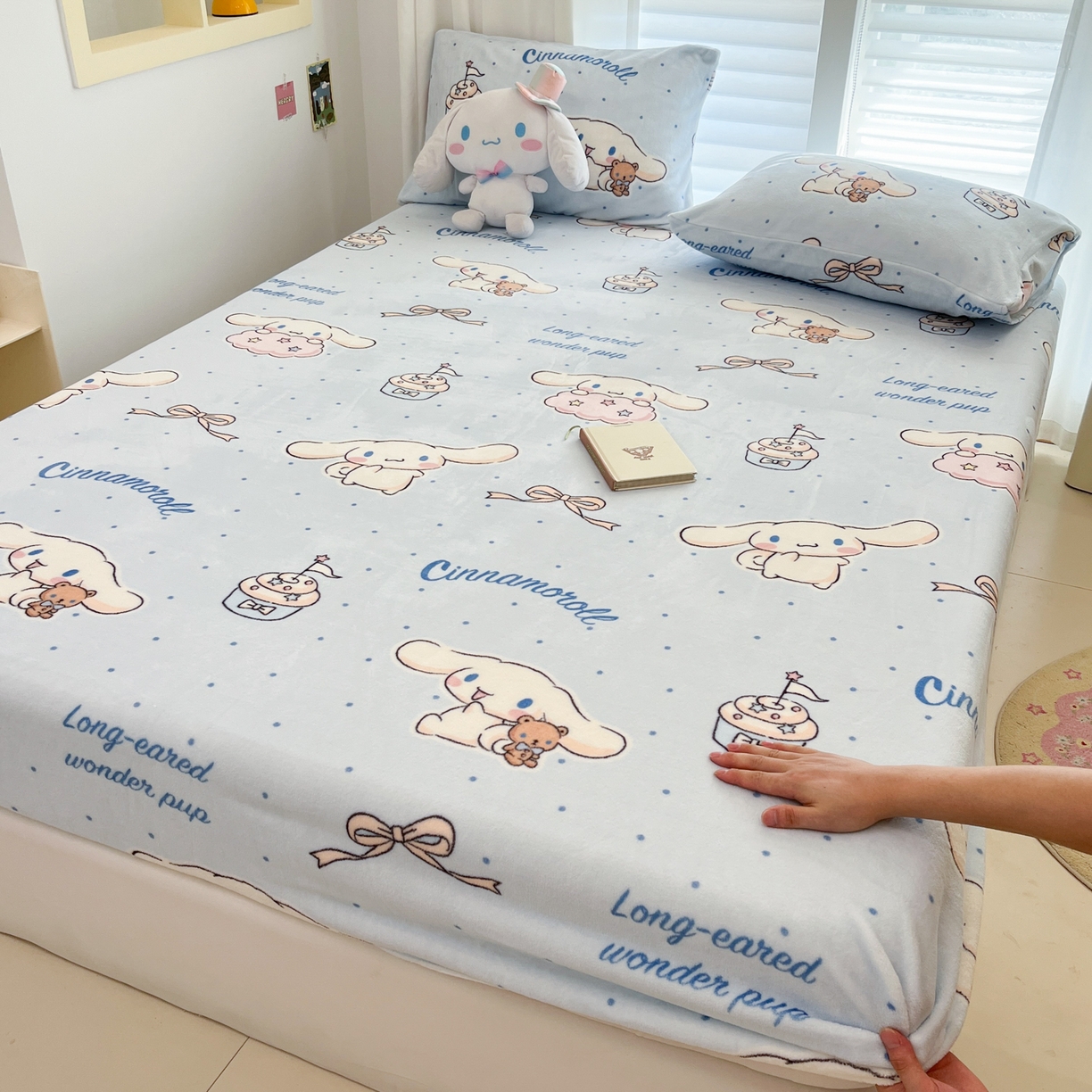 金爱家 2025新款三丽鸥牛奶绒床笠单床笠床笠单件 绒单品-蓝蓝玉桂狗