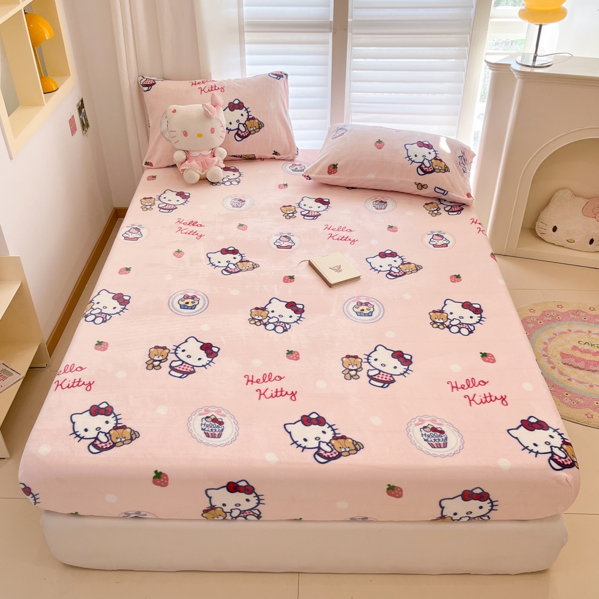 91家纺网 家纺一手货源 找家纺 金爱家 2025新款三丽鸥牛奶绒床笠单床笠床笠单件 绒单品-甜美kt