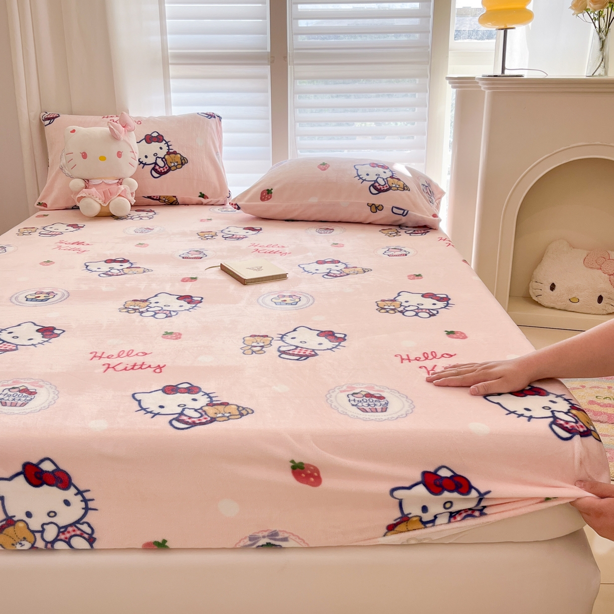 91家纺网 家纺一手货源 找家纺 金爱家 2025新款三丽鸥牛奶绒床笠单床笠床笠单件 绒单品-甜美kt