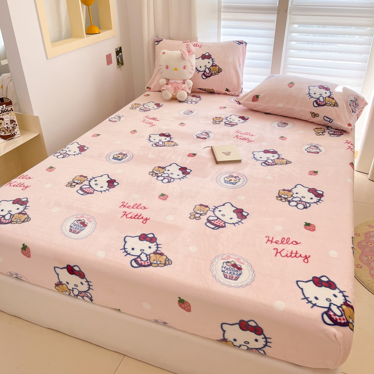 91家纺网 家纺一手货源 找家纺 金爱家 2025新款三丽鸥牛奶绒床笠单床笠床笠单件 绒单品-甜美kt