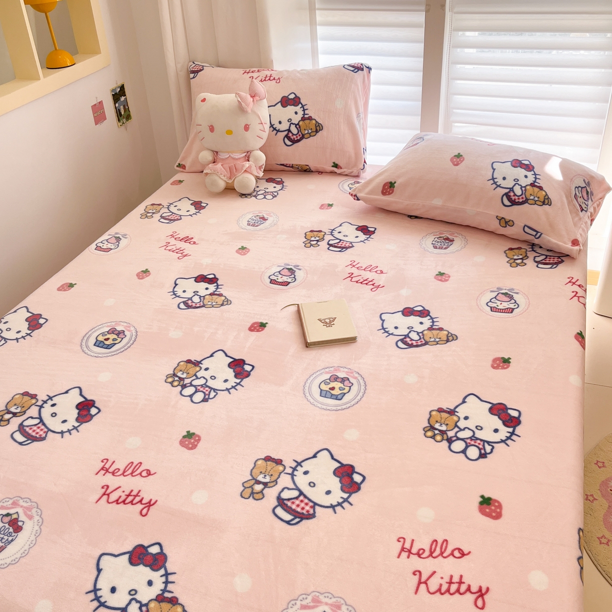 91家纺网 家纺一手货源 找家纺 金爱家 2025新款三丽鸥牛奶绒床笠单床笠床笠单件 绒单品-甜美kt